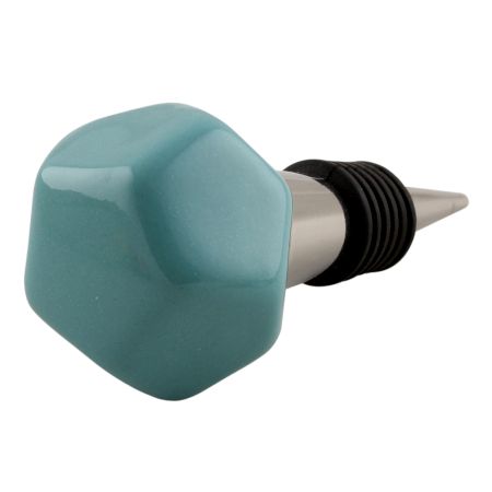 Solid Sea Green Octagon Ceramic Wine Stopper Online